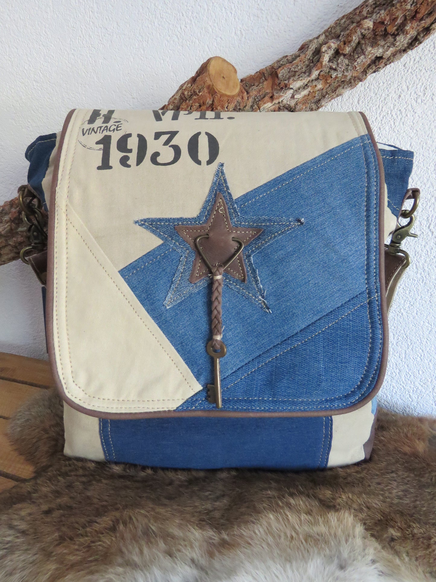 hand/schoudertas van Myra Bag (canvas/leer)