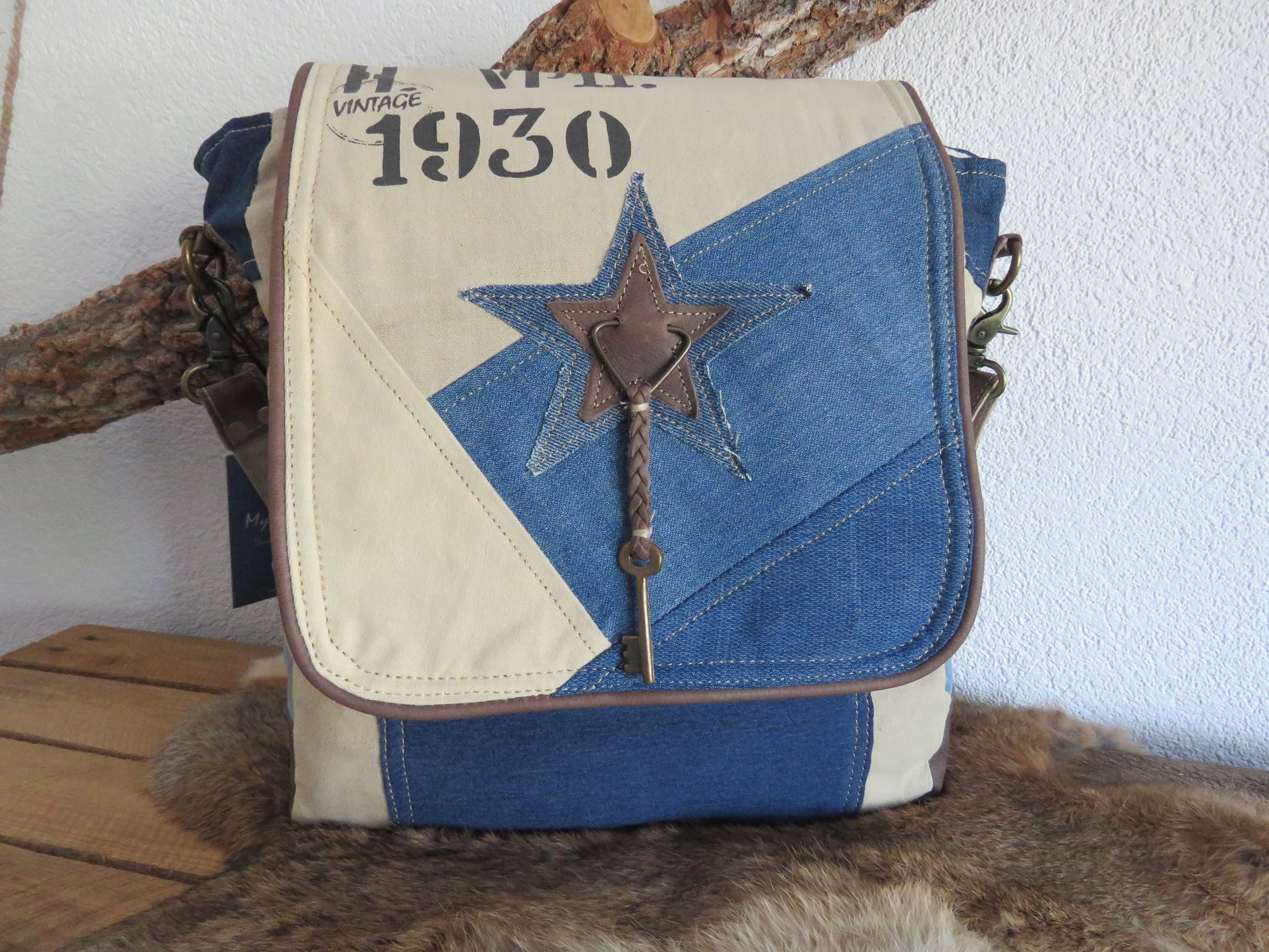 hand/schoudertas van Myra Bag (canvas/leer)