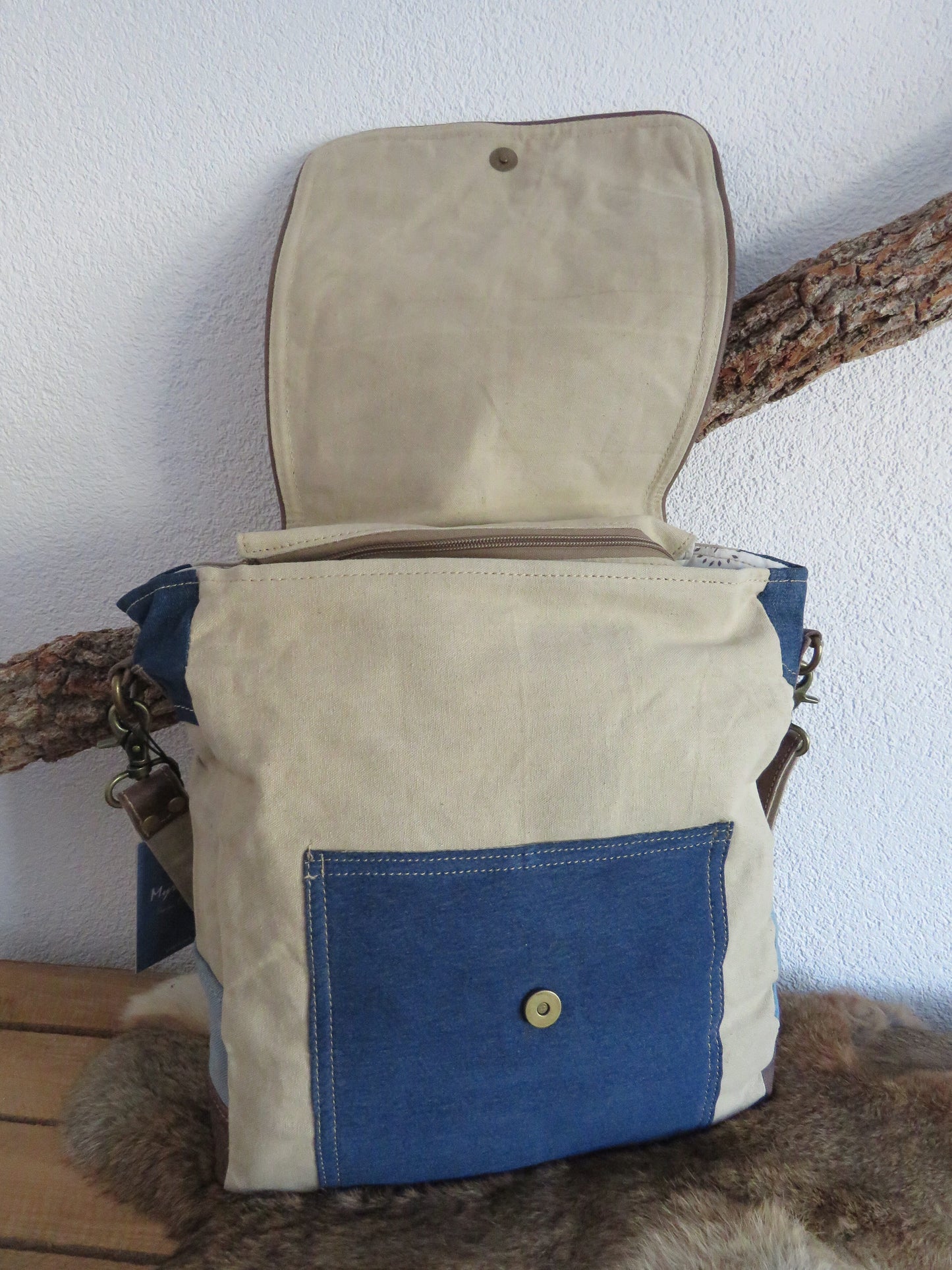 hand/schoudertas van Myra Bag (canvas/leer)