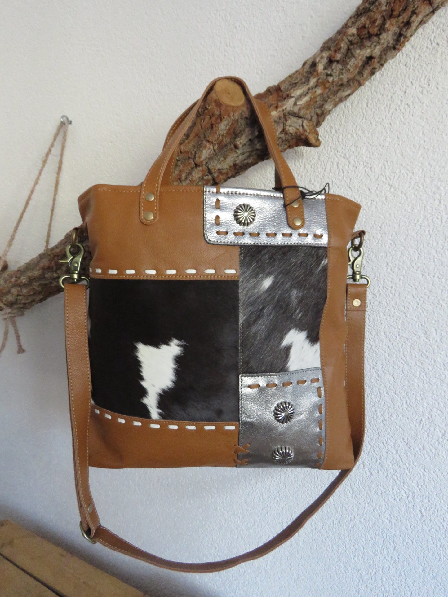 hand/schoudertas van Myra Bag (canvas en leer)