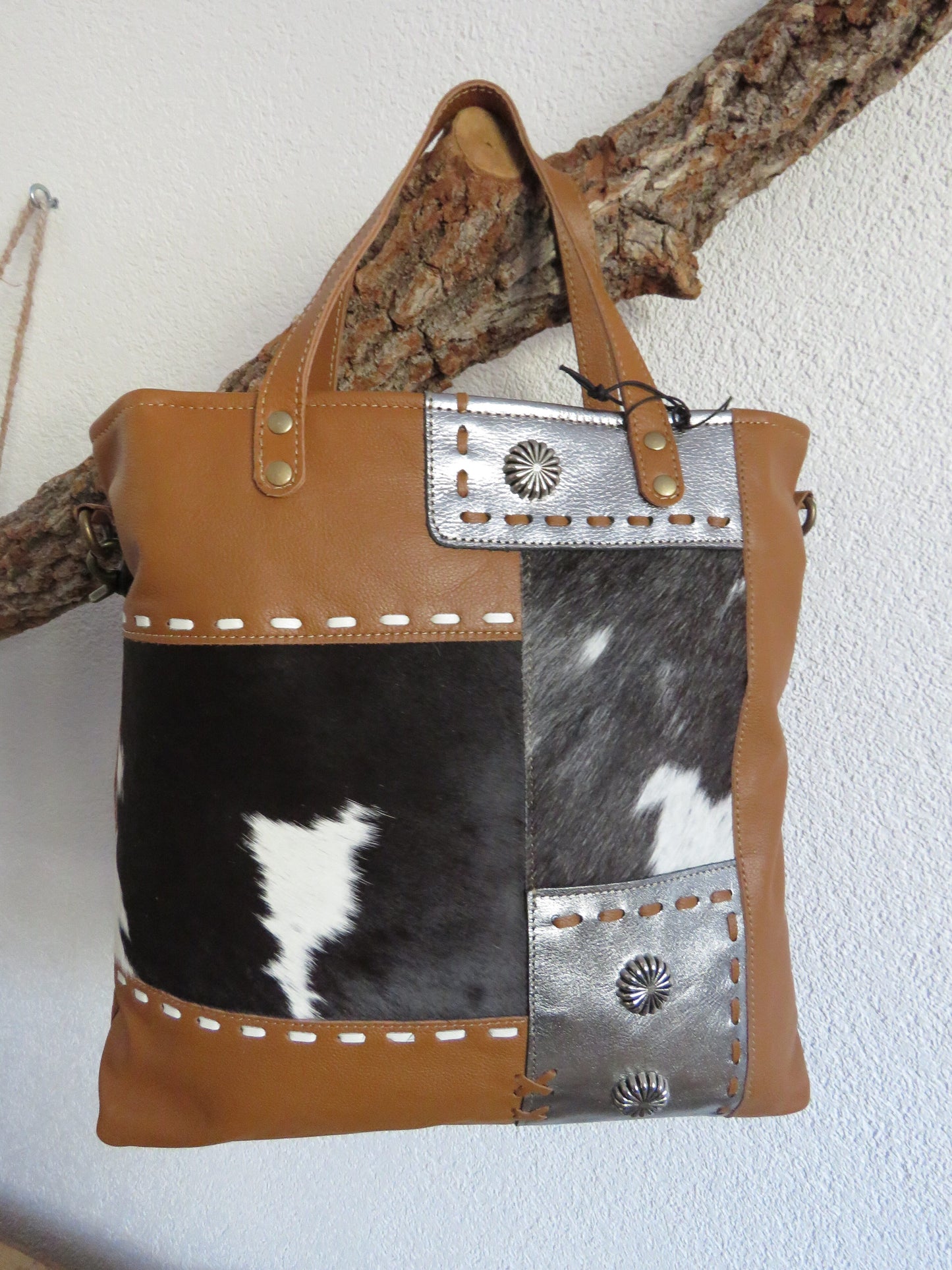 hand/schoudertas van Myra Bag (canvas en leer)