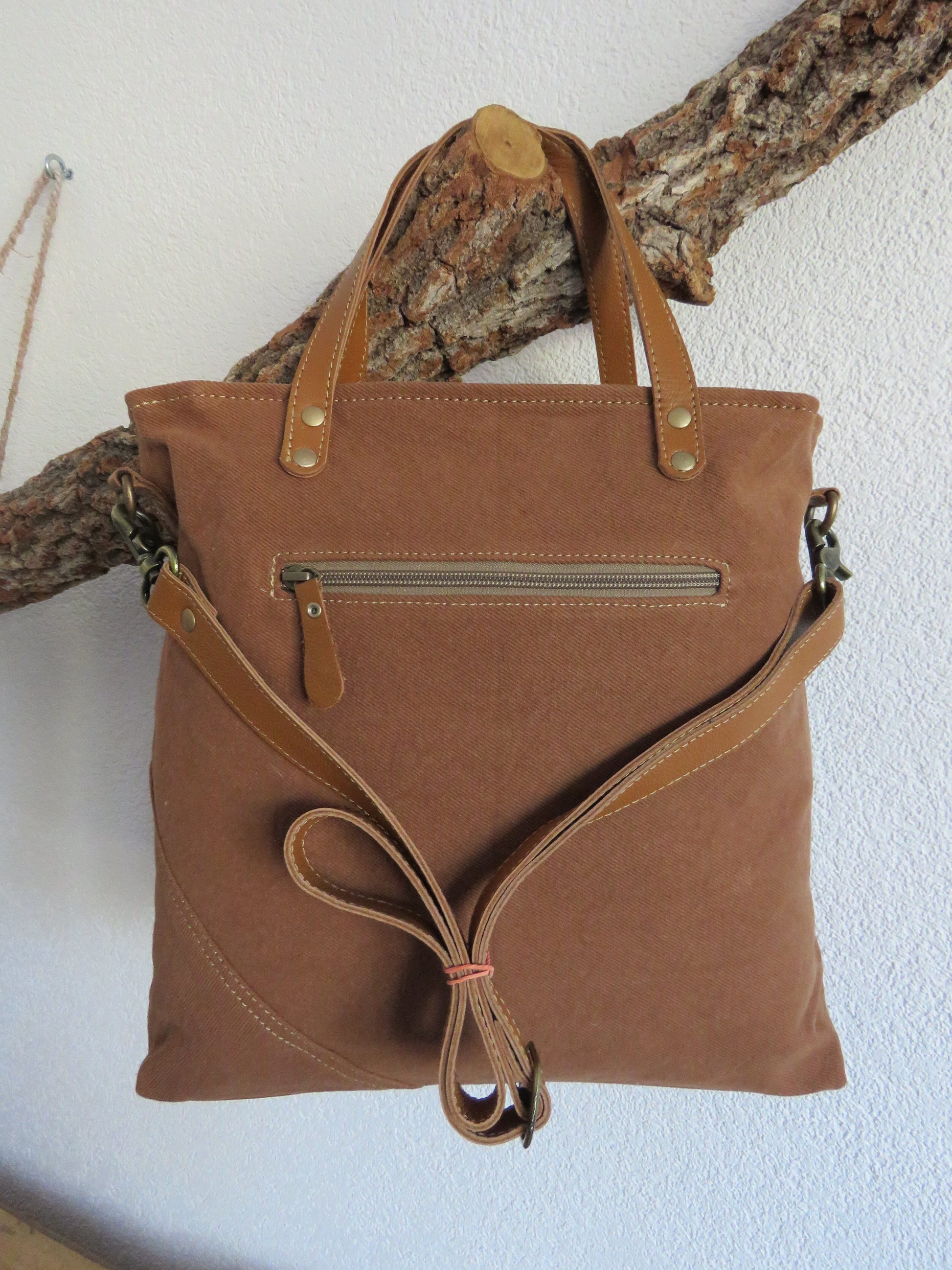 hand/schoudertas van Myra Bag (canvas en leer)