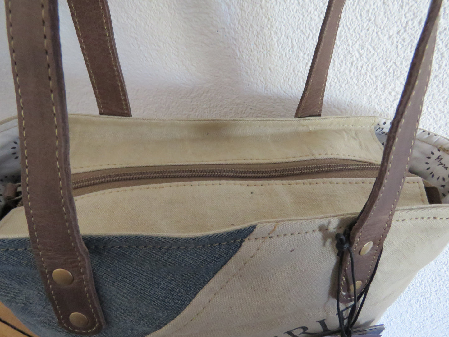 hand/schoudertas van Myra Bag (canvas en leer)