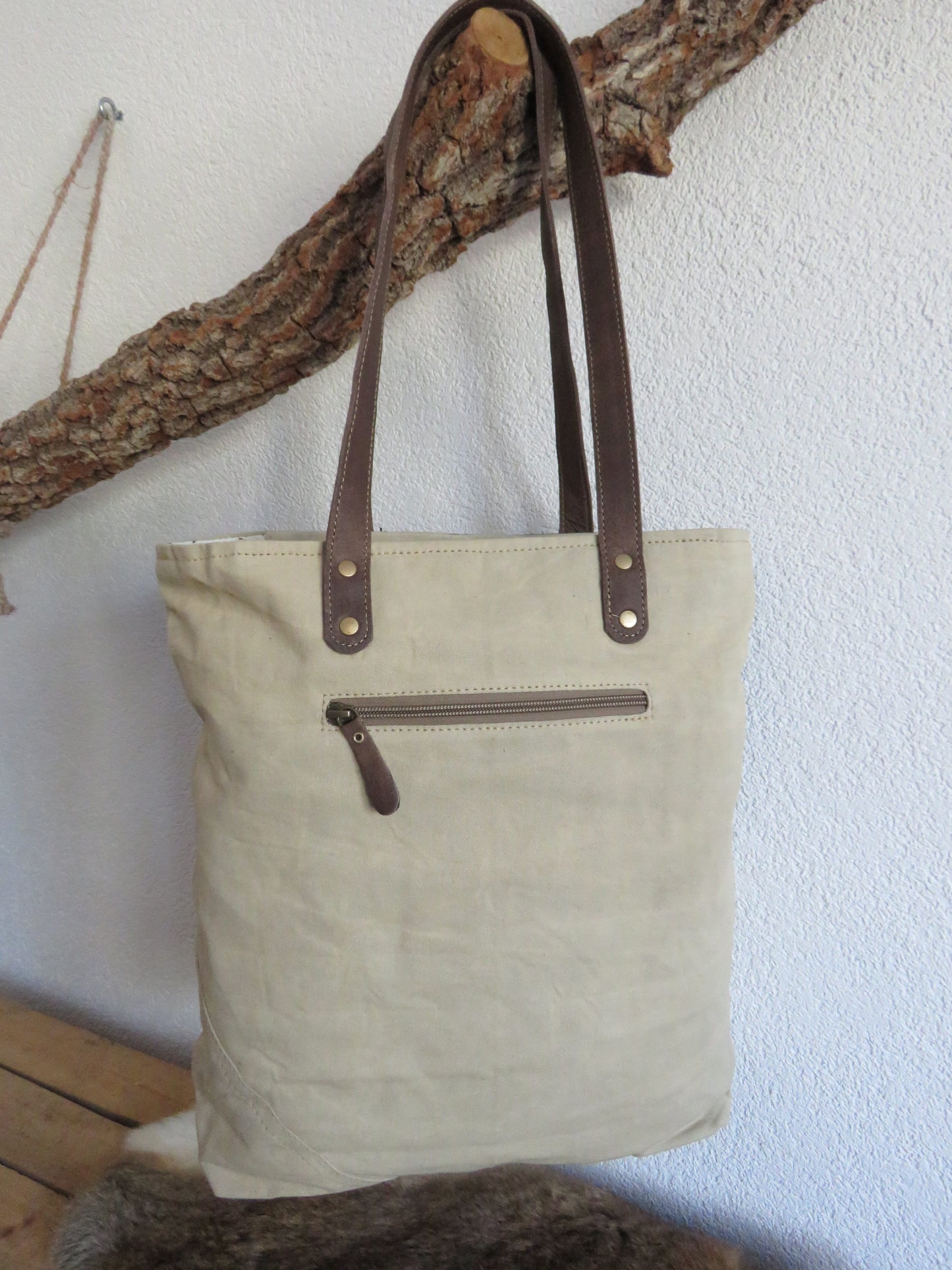hand/schoudertas van Myra Bag (canvas en leer)
