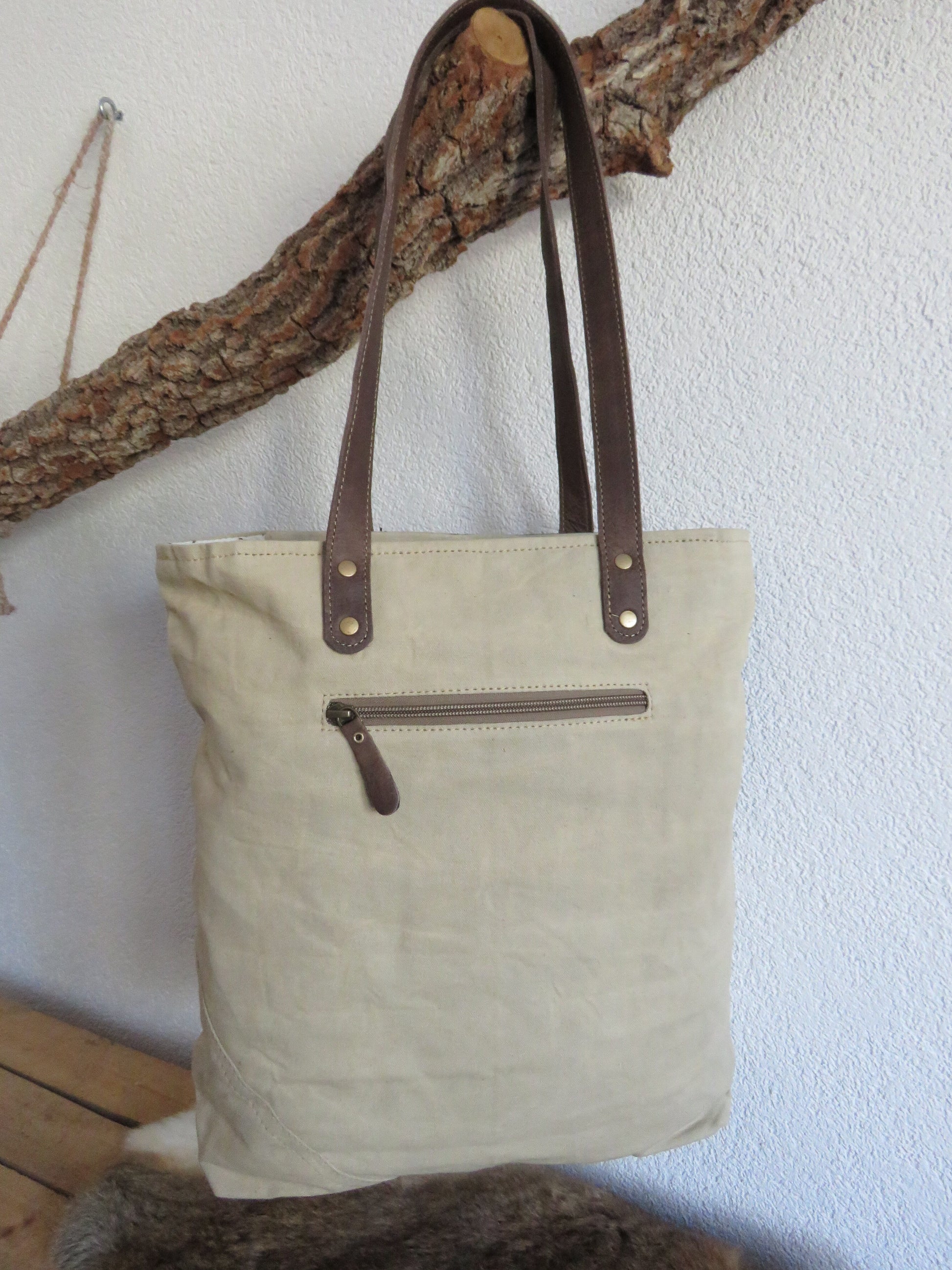 hand/schoudertas van Myra Bag (canvas en leer)