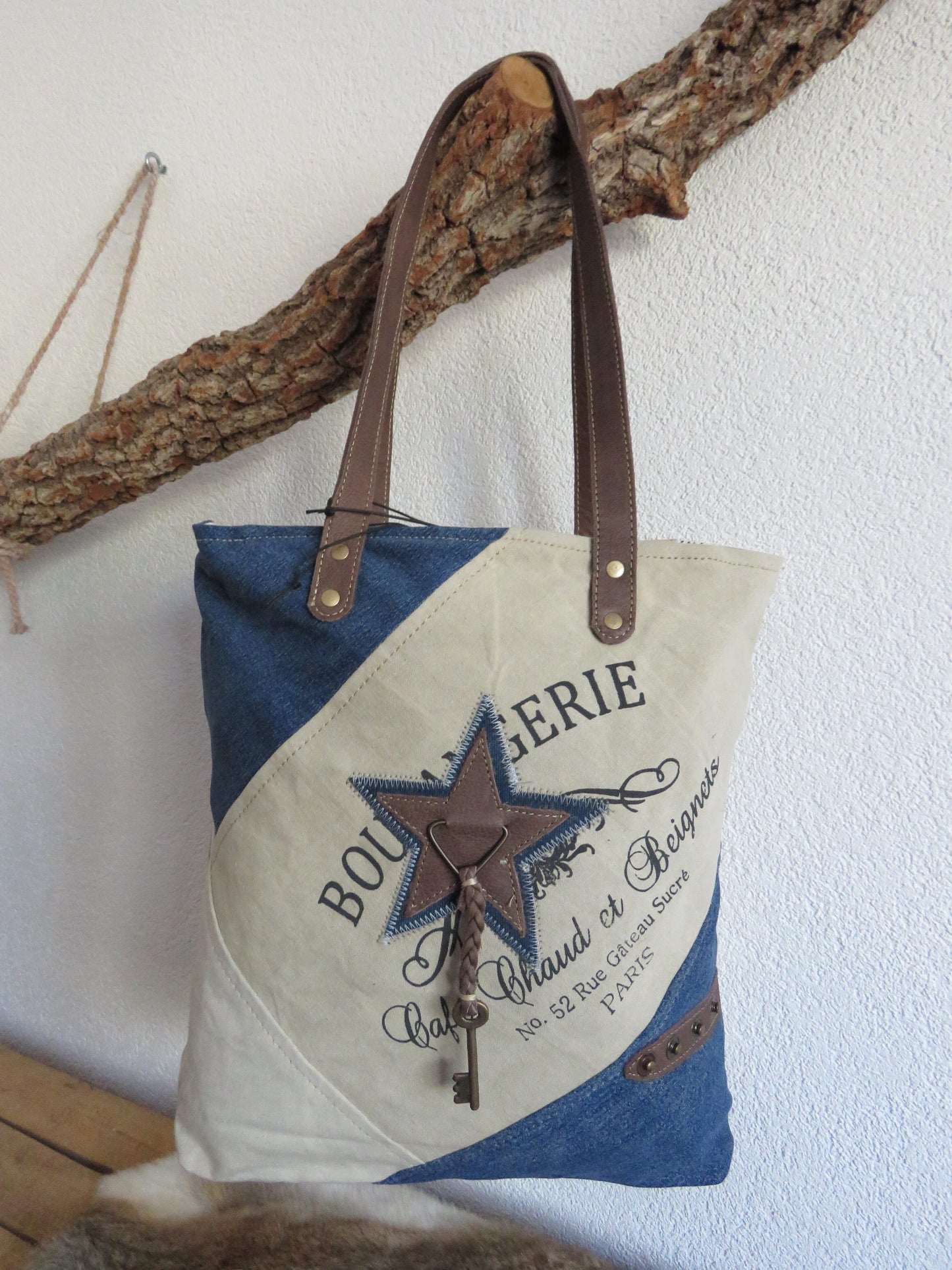 hand/schoudertas van Myra Bag (canvas en leer)