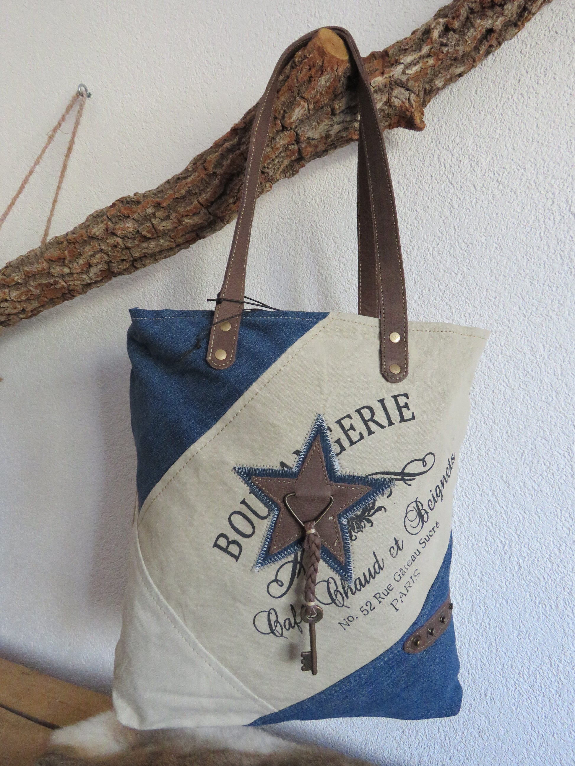 hand/schoudertas van Myra Bag (canvas en leer)