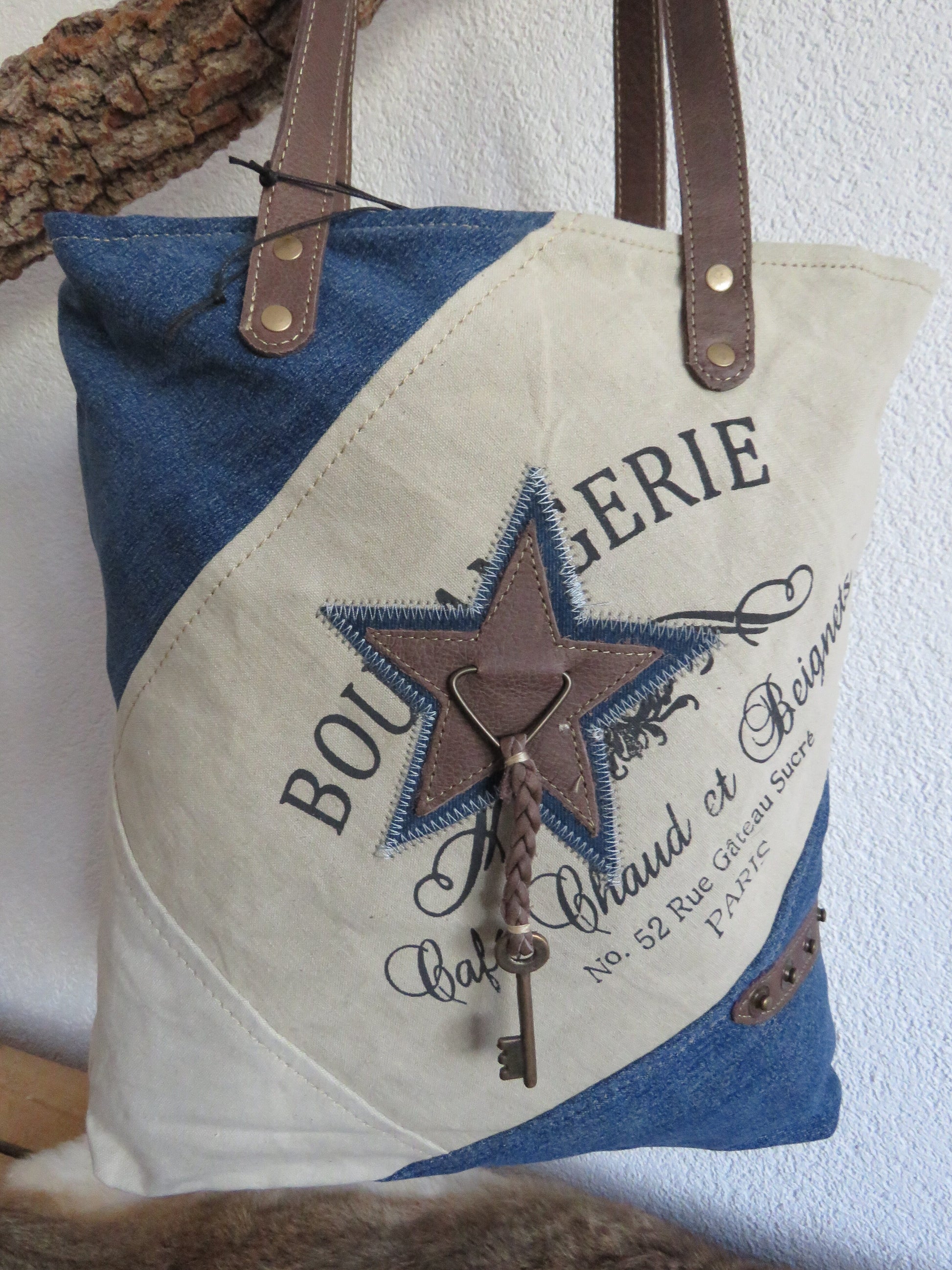 hand/schoudertas van Myra Bag (canvas en leer)