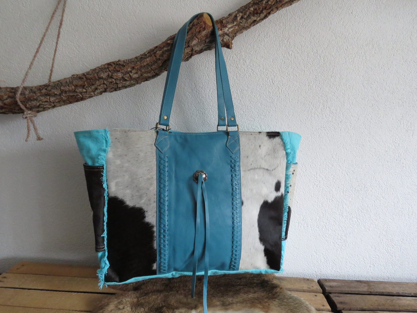 schoudertas/strandtas XXL tas van canvas en leer