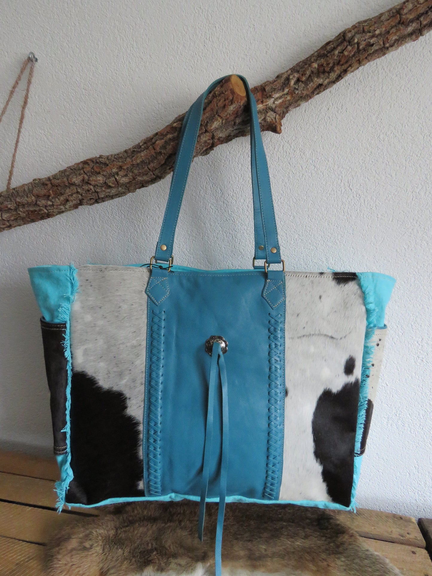 schoudertas/strandtas XXL tas van canvas en leer
