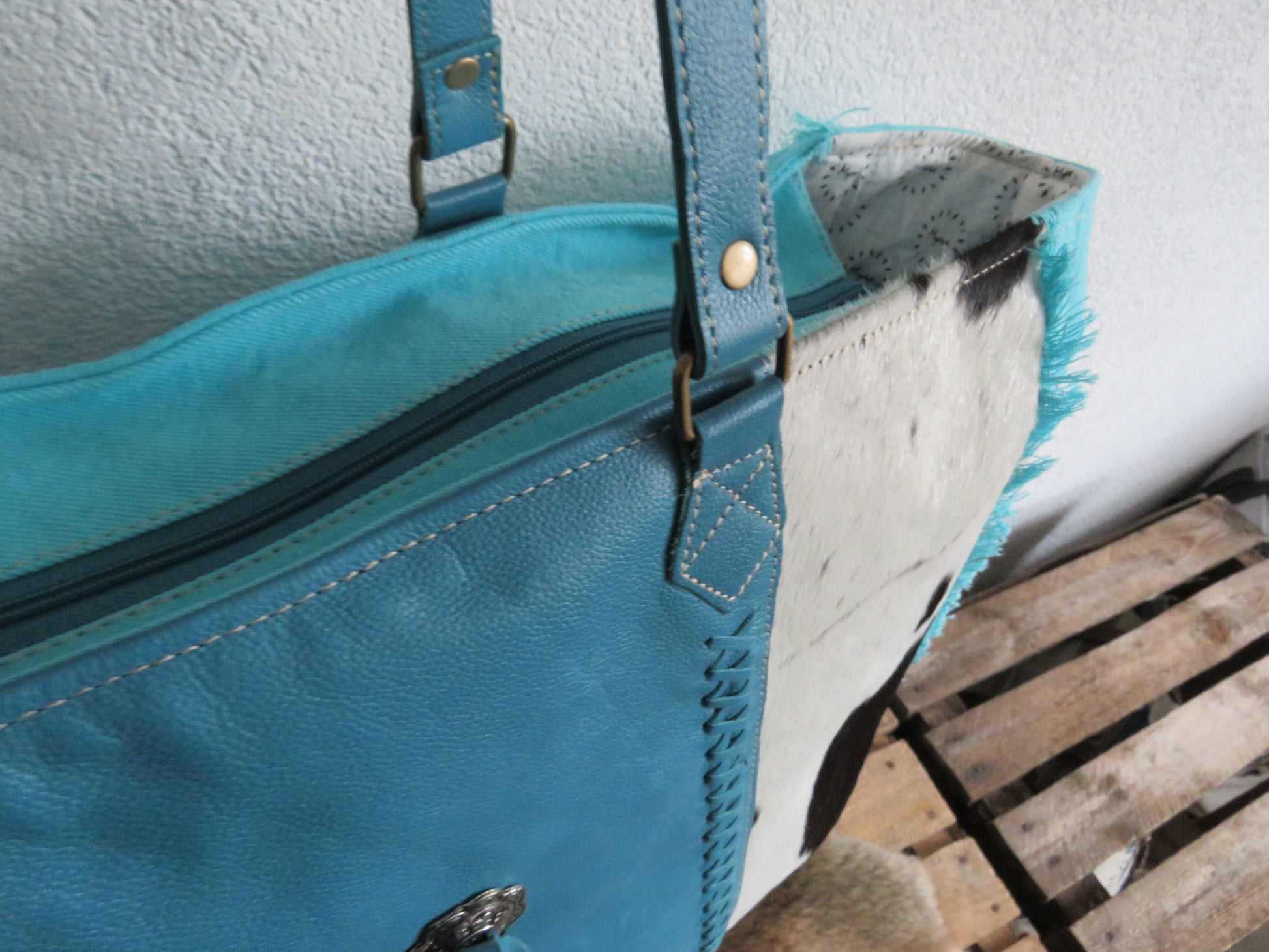 schoudertas/strandtas XXL tas van canvas en leer