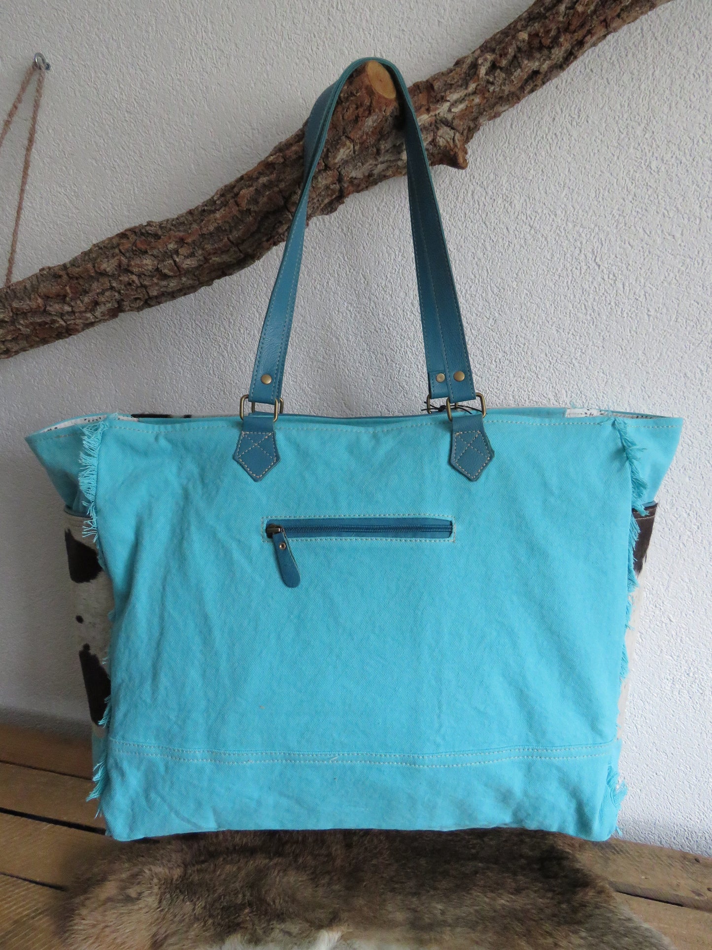 schoudertas/strandtas XXL tas van canvas en leer