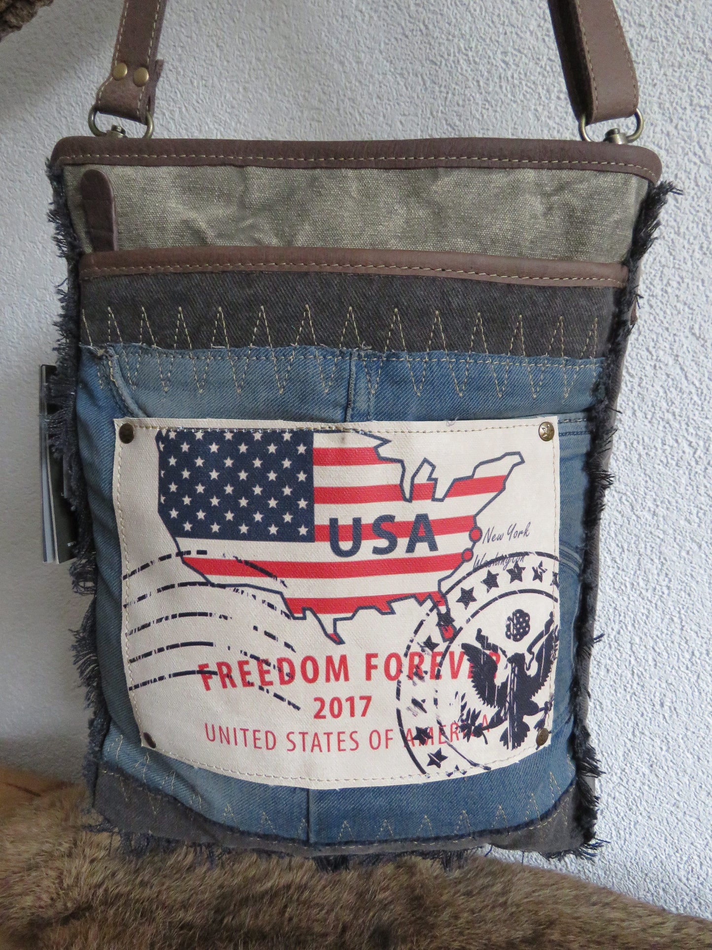 hand/schoudertas van Myra Bag (canvas en leer)