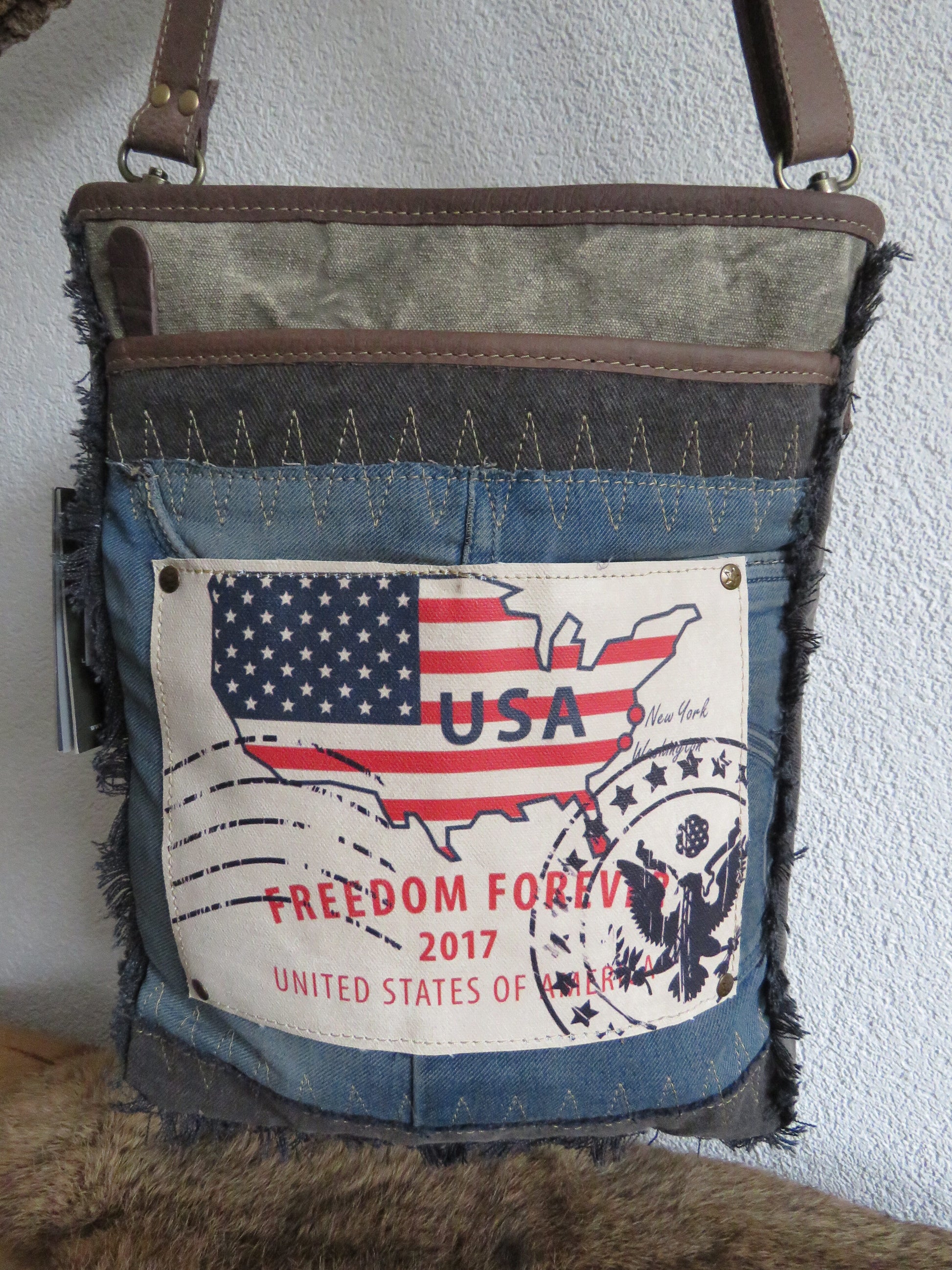 hand/schoudertas van Myra Bag (canvas en leer)