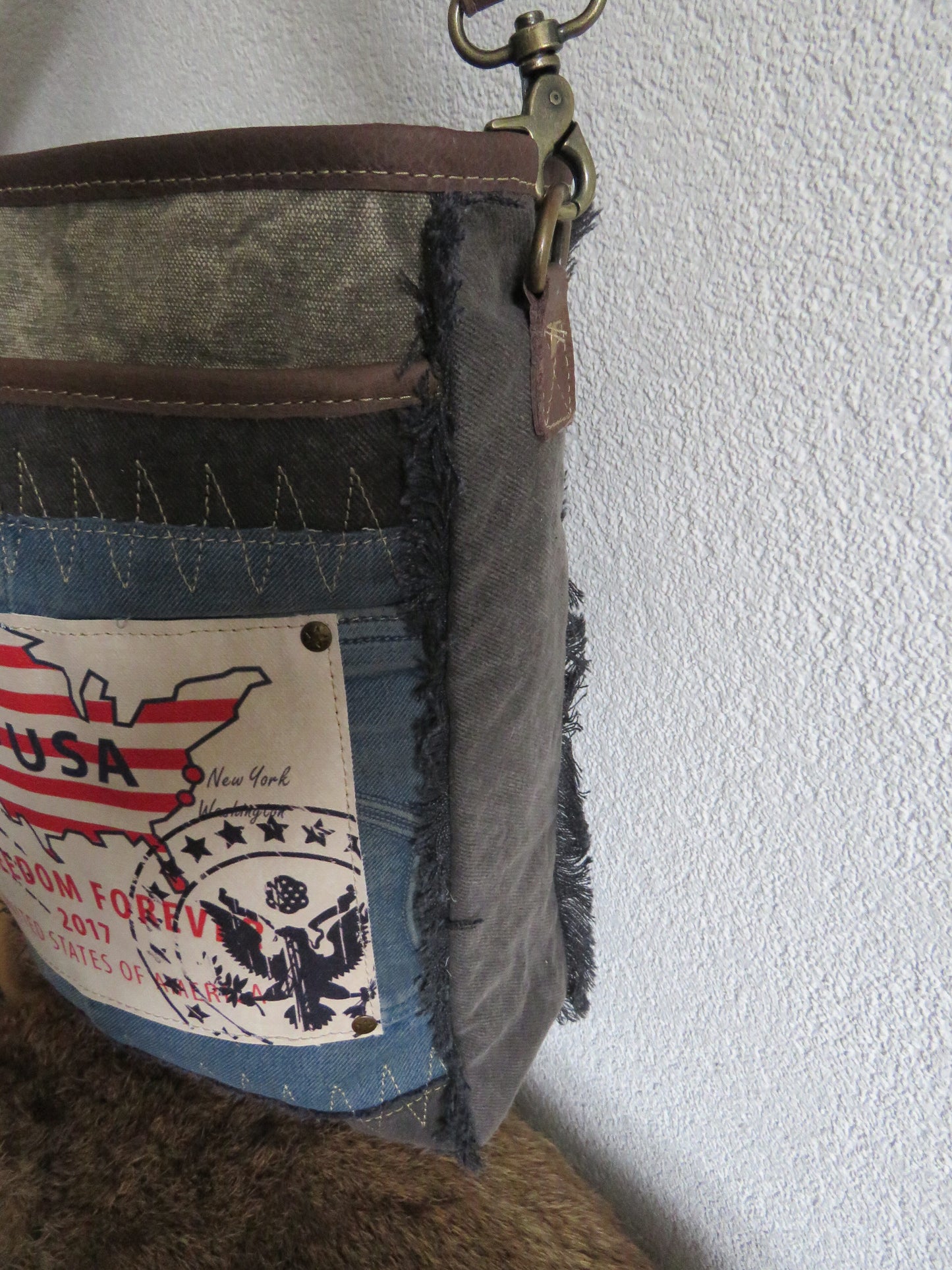 hand/schoudertas van Myra Bag (canvas en leer)