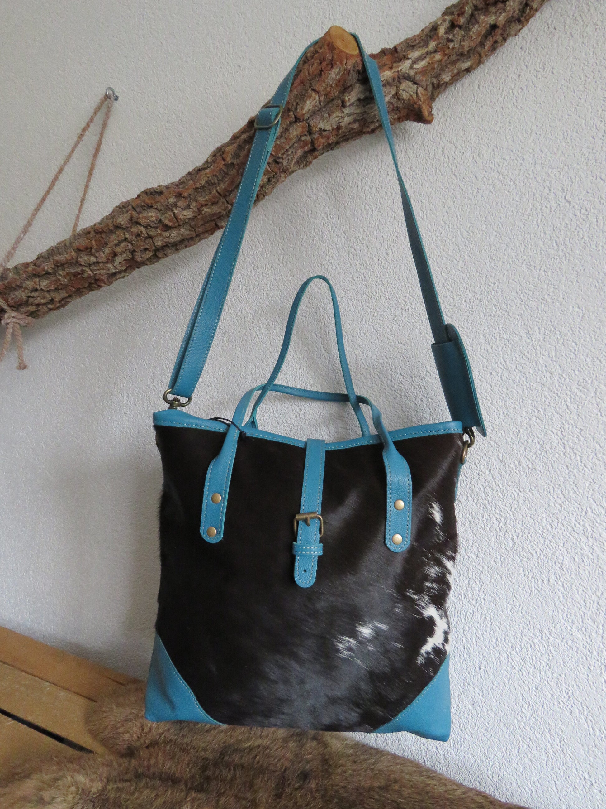 hand/schoudertas van Myra Bag (canvas en leer)