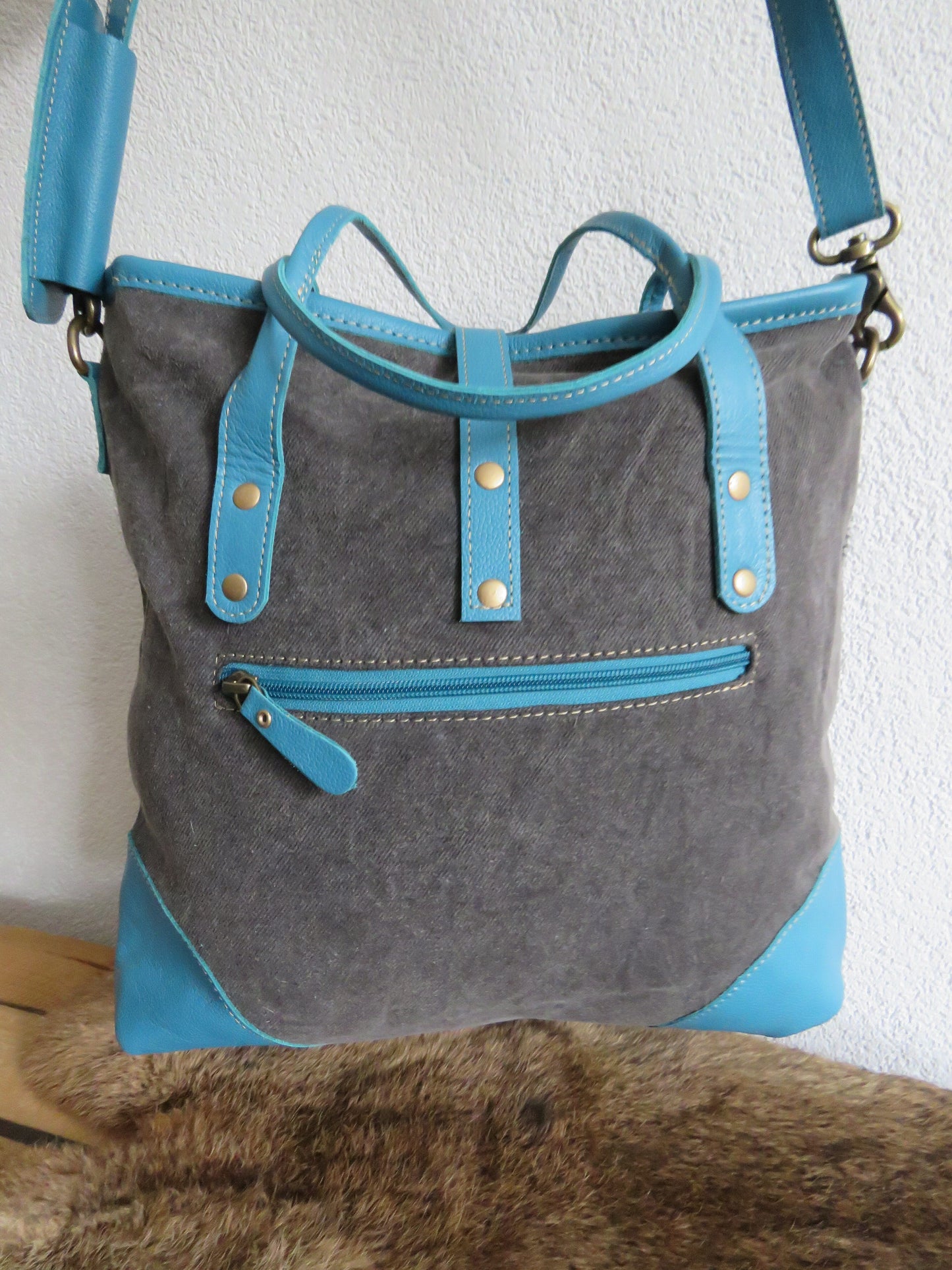 hand/schoudertas van Myra Bag (canvas en leer)