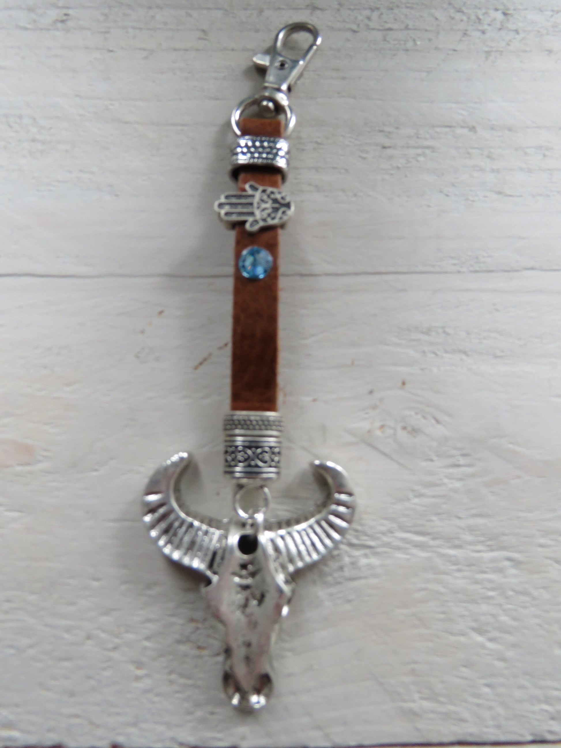 Sleutelhanger/tashanger van leer (Bull)