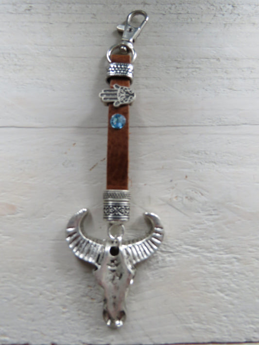 Sleutelhanger/tashanger van leer (Bull)
