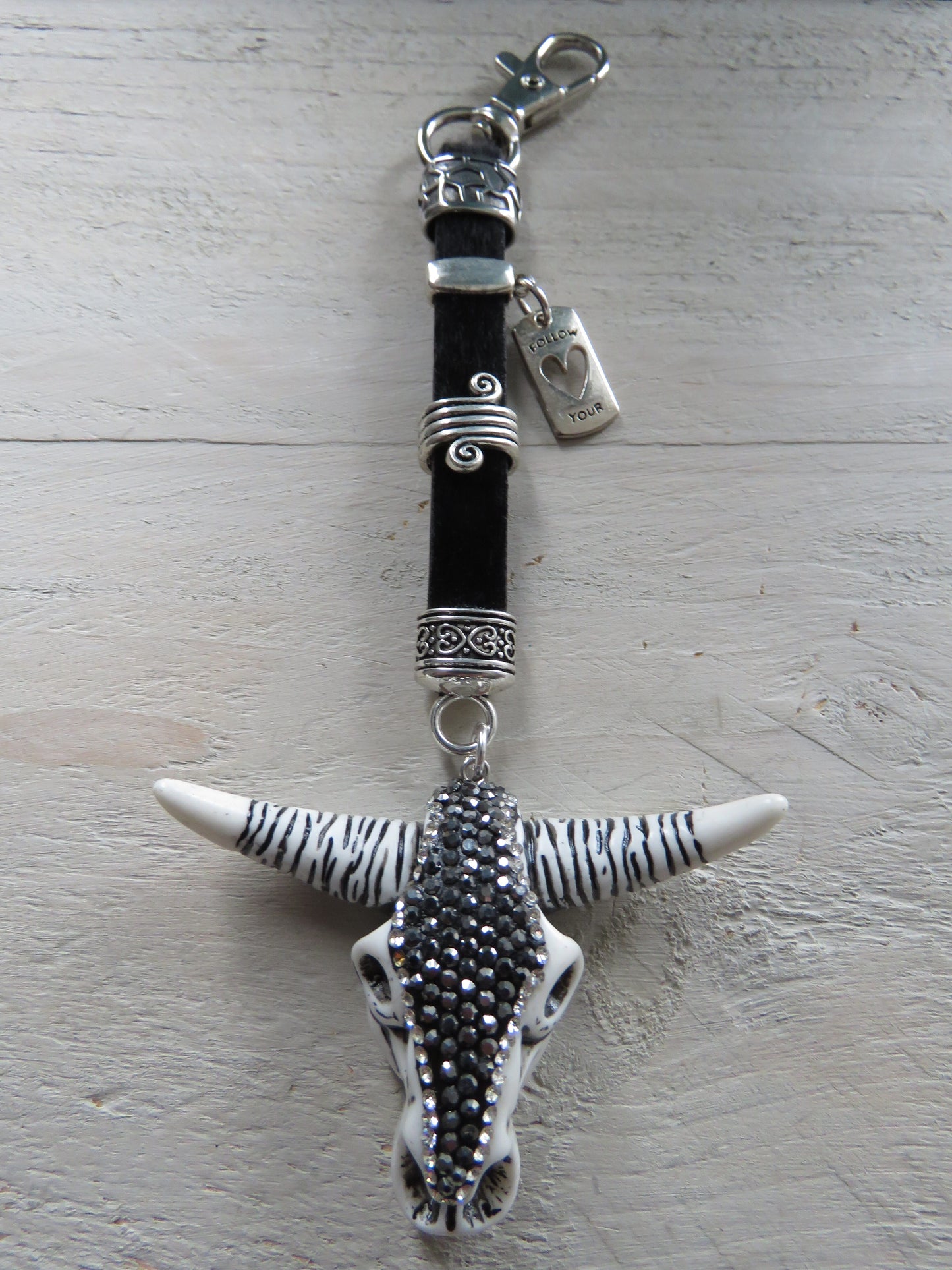 Sleutelhanger/tashanger van leer (Bull)