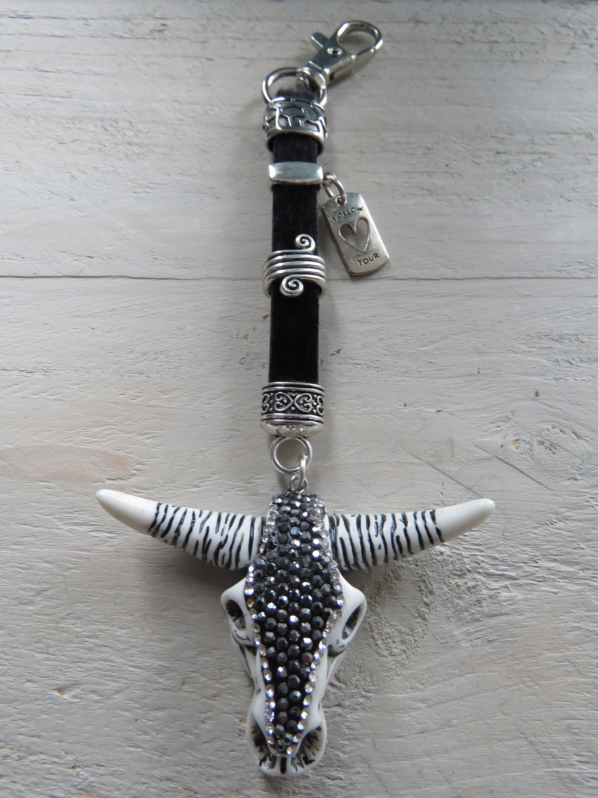 Sleutelhanger/tashanger van leer (Bull)