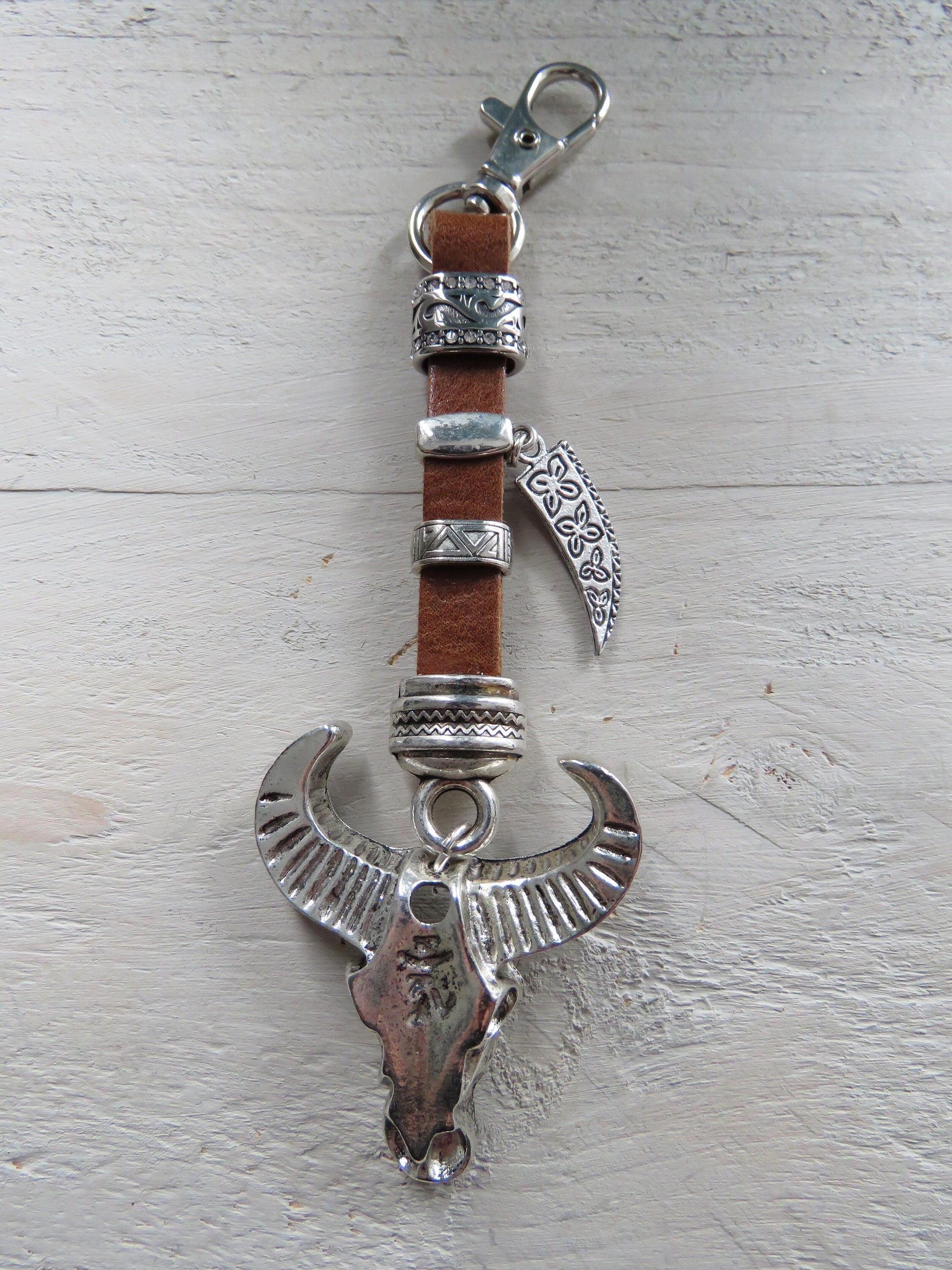 Sleutelhanger/tashanger van leer (Bull)