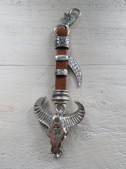 Sleutelhanger/tashanger van leer (Bull)