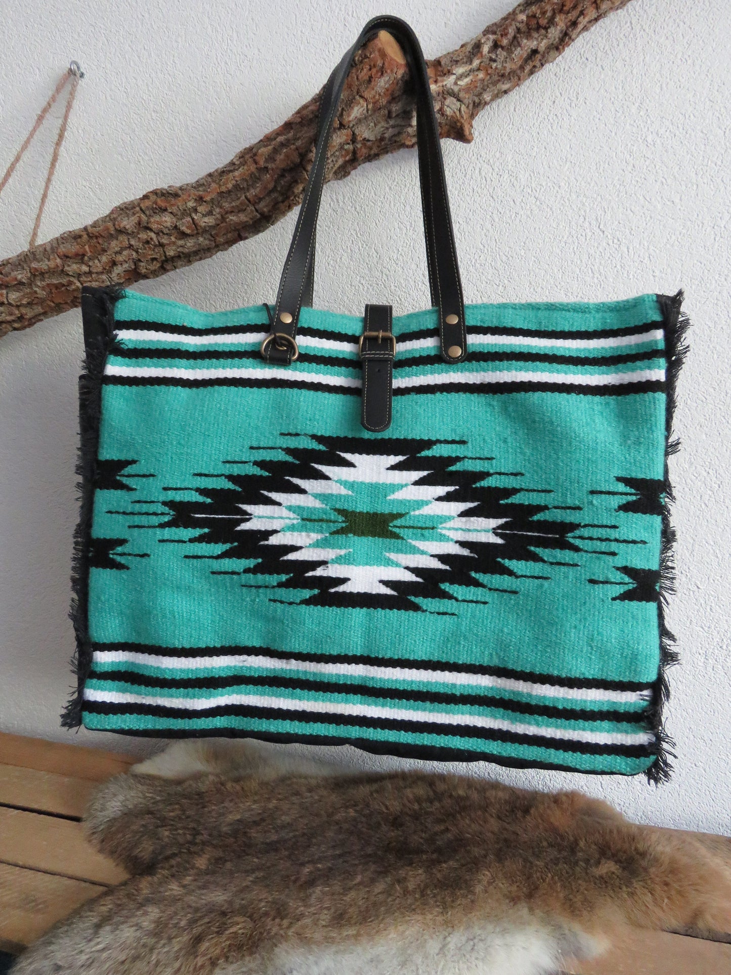 schoudertas/strandtas XXL tas van canvas en leer