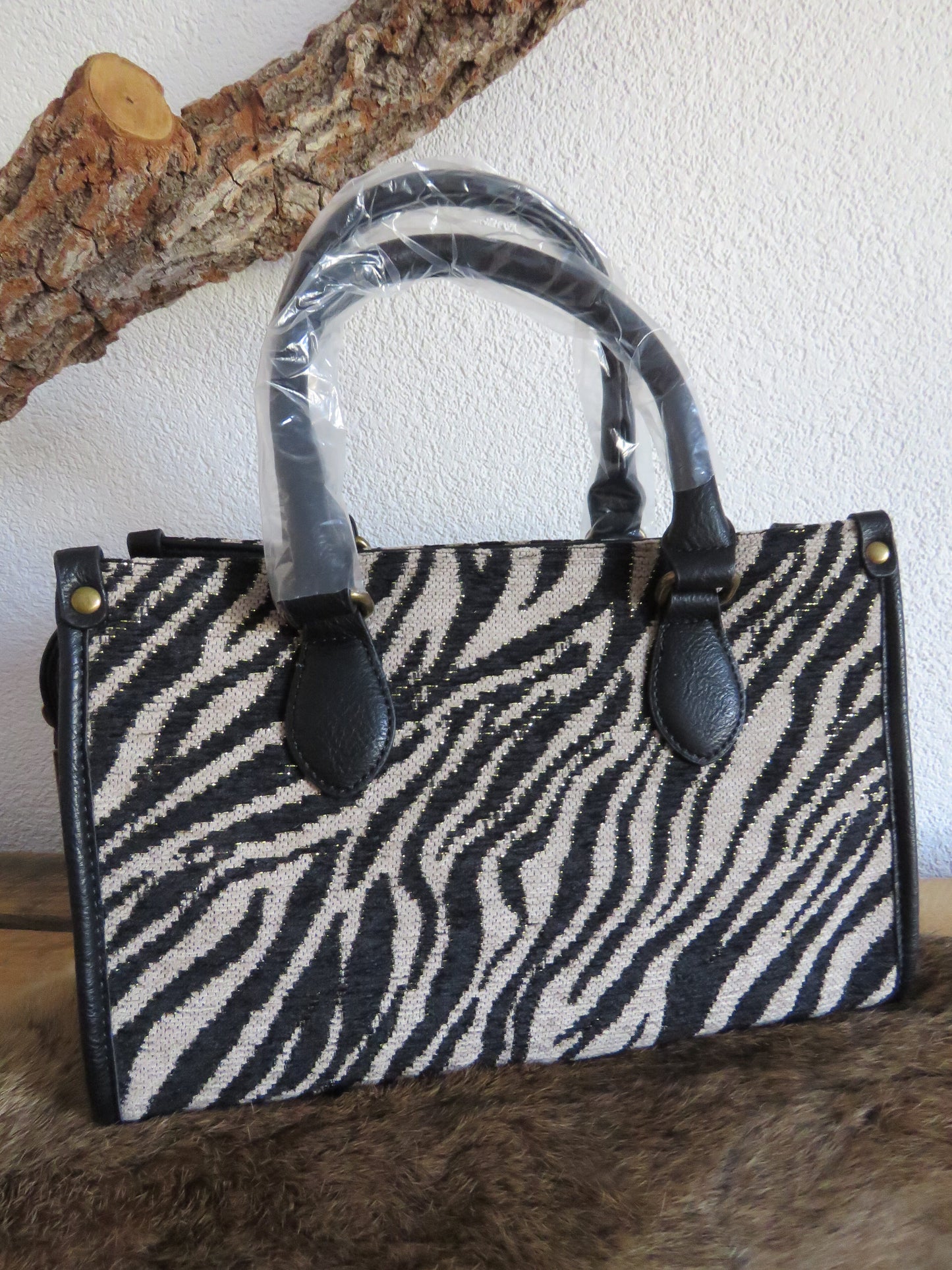 hand/schoudertas (zebra/beige)