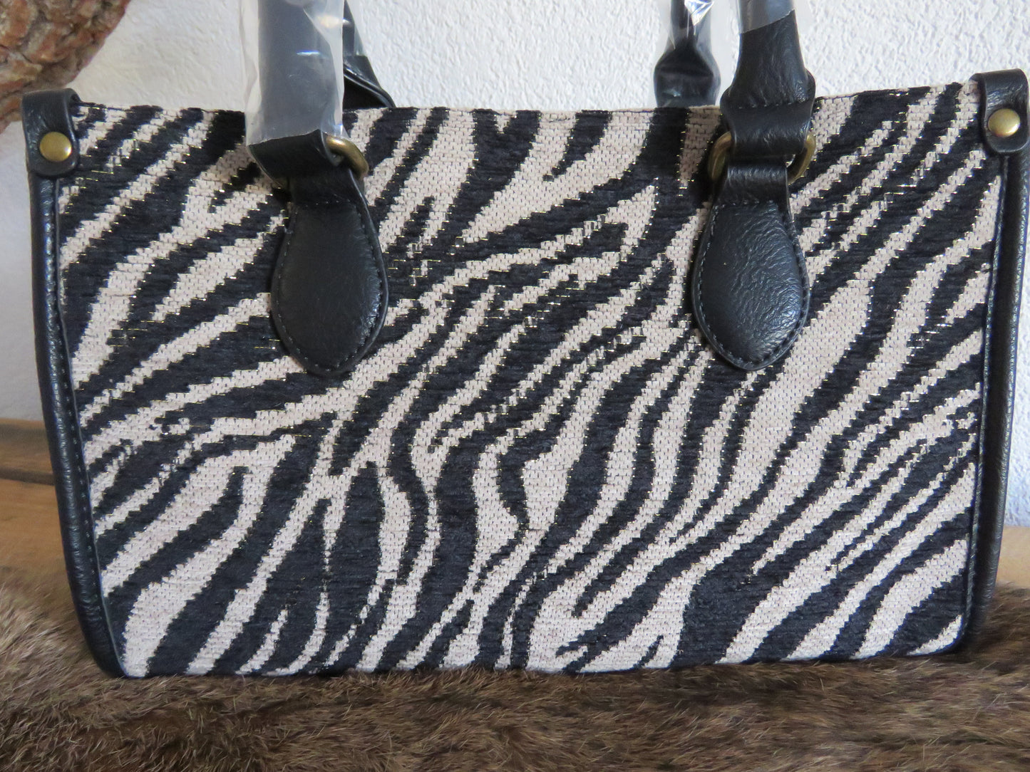 hand/schoudertas (zebra/beige)