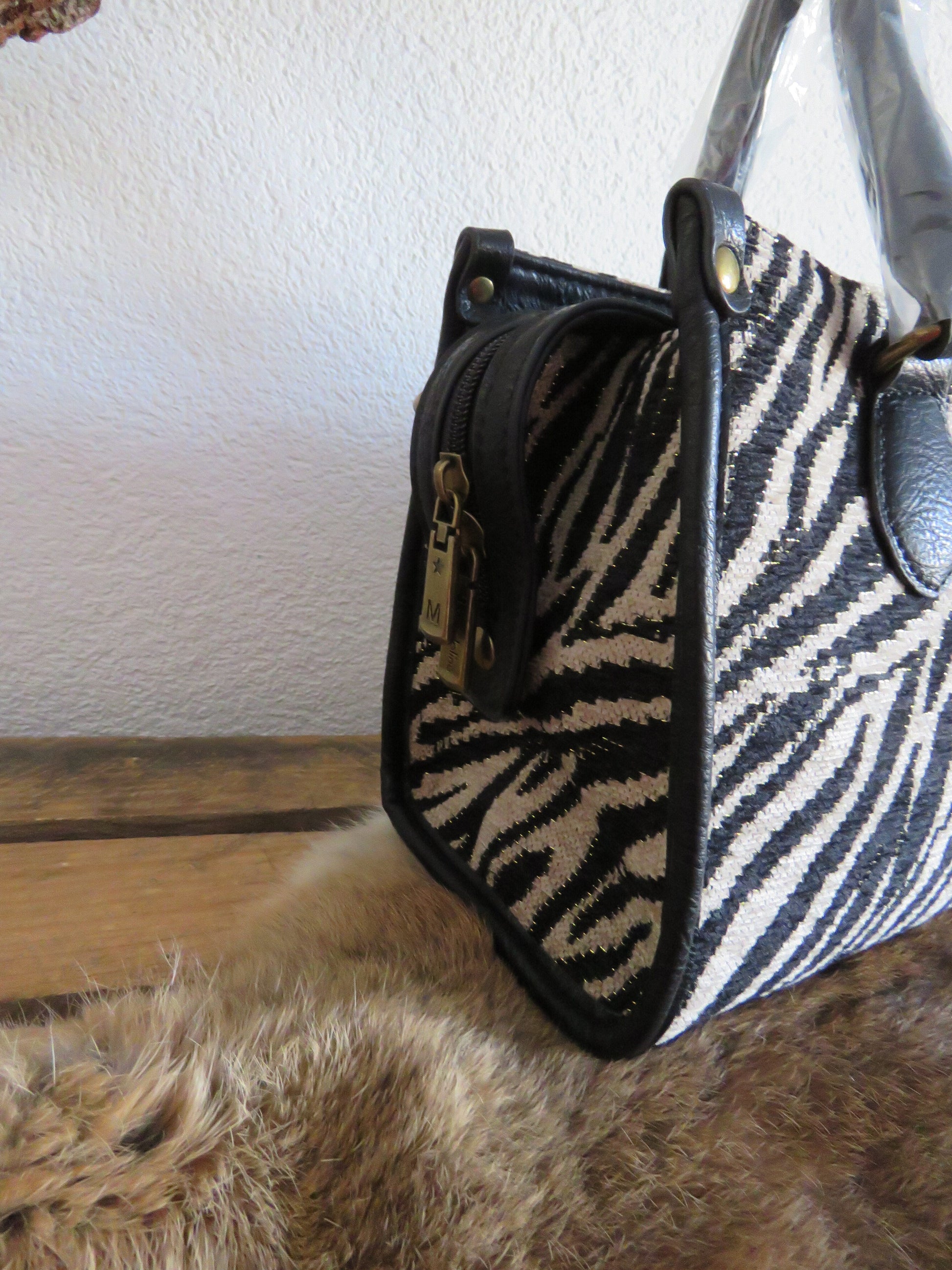 hand/schoudertas (zebra/beige)