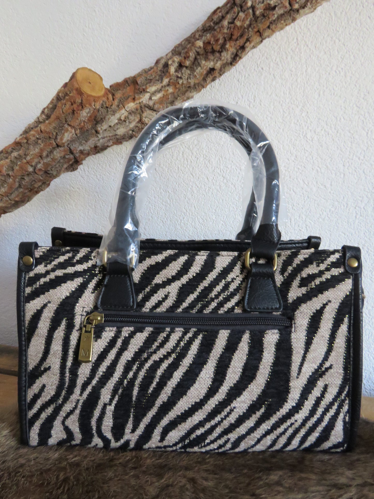 hand/schoudertas (zebra/beige)