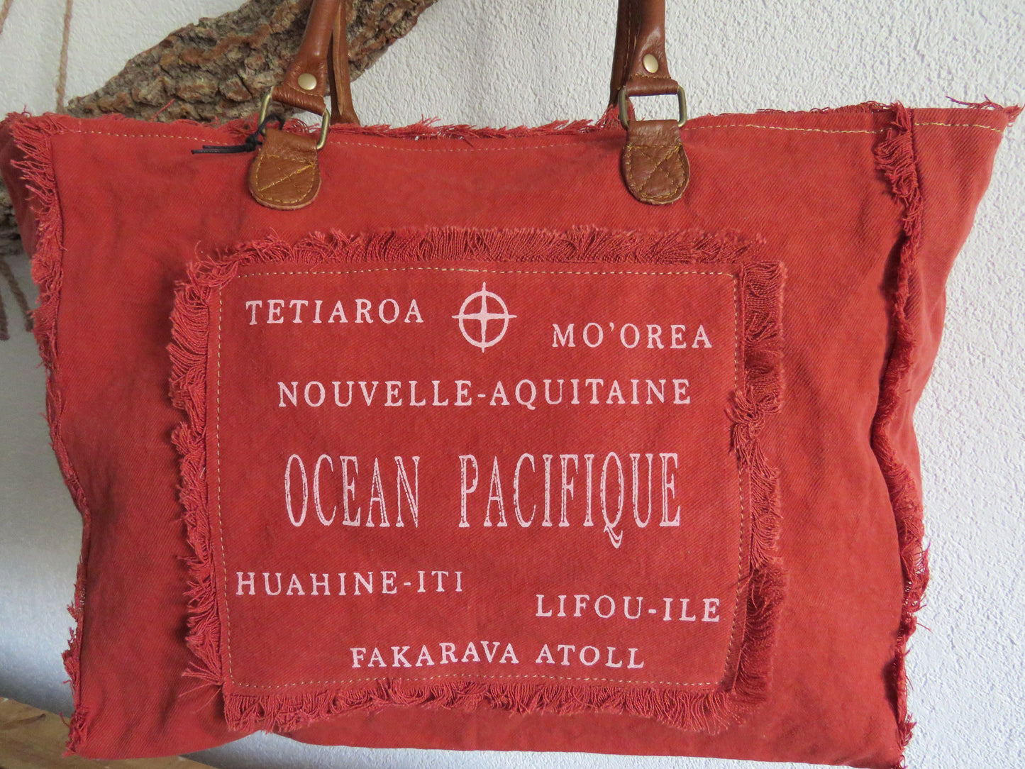 schoudertas-/strandtas-/sport-/weekendtas (canvas en leer)