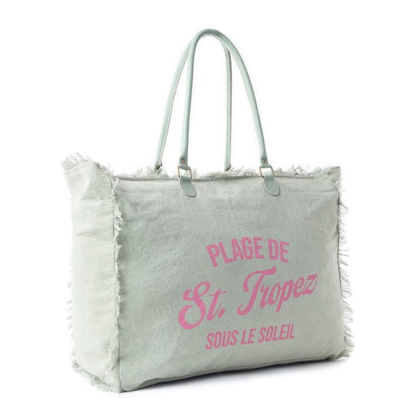 Strandtas (leer/canvas)