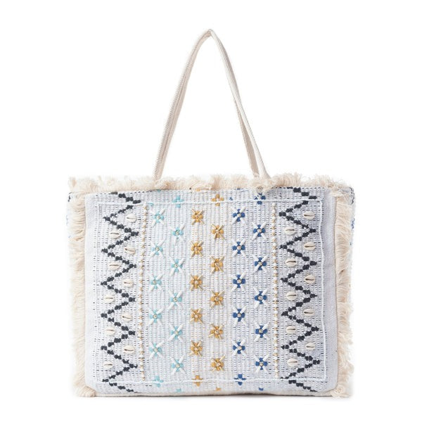 Strandtas (leer/canvas)