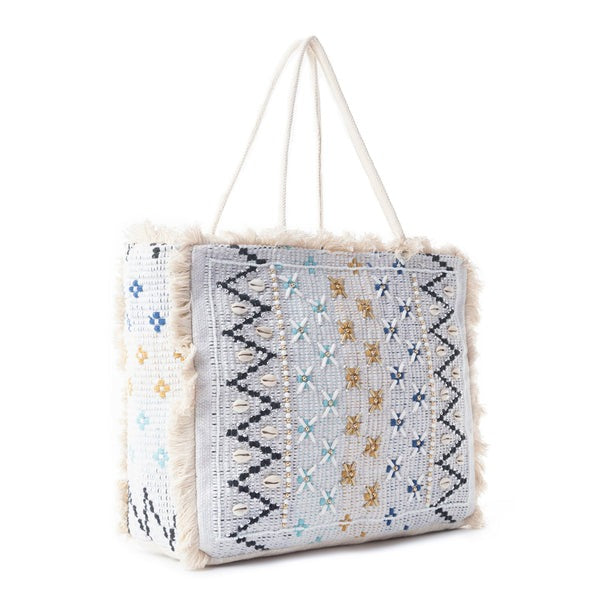 Strandtas (leer/canvas)