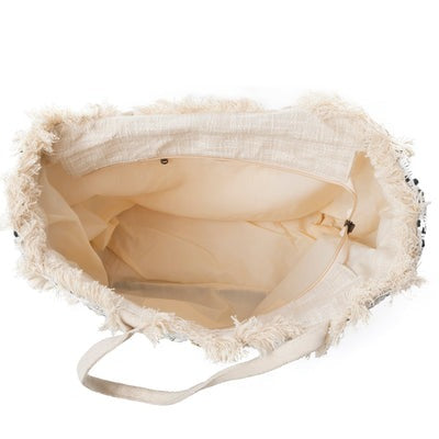 Strandtas (leer/canvas)