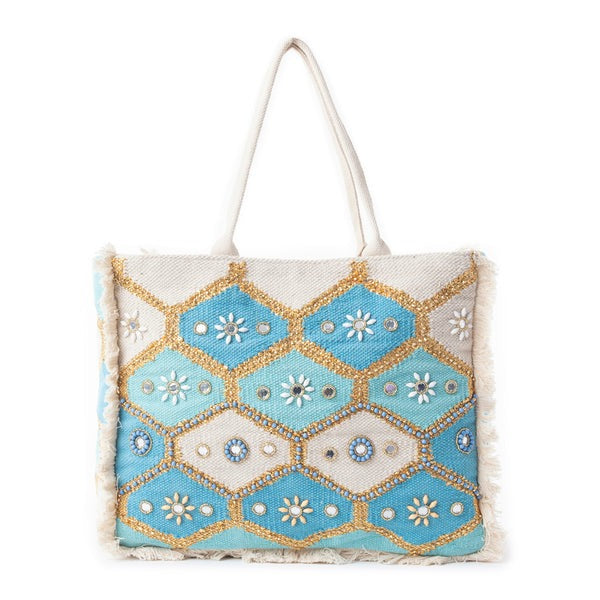 Strandtas (leer/canvas)