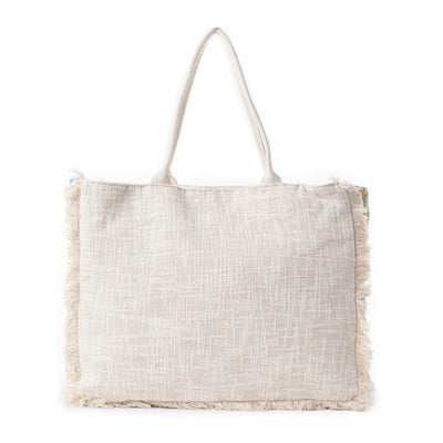 Strandtas (leer/canvas)