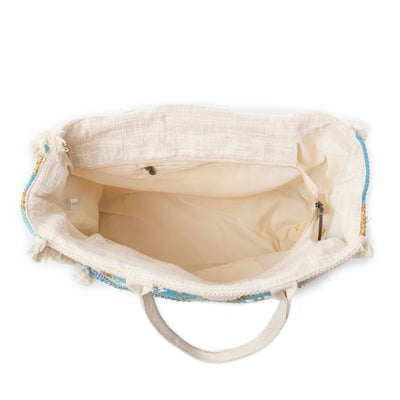 Strandtas (leer/canvas)